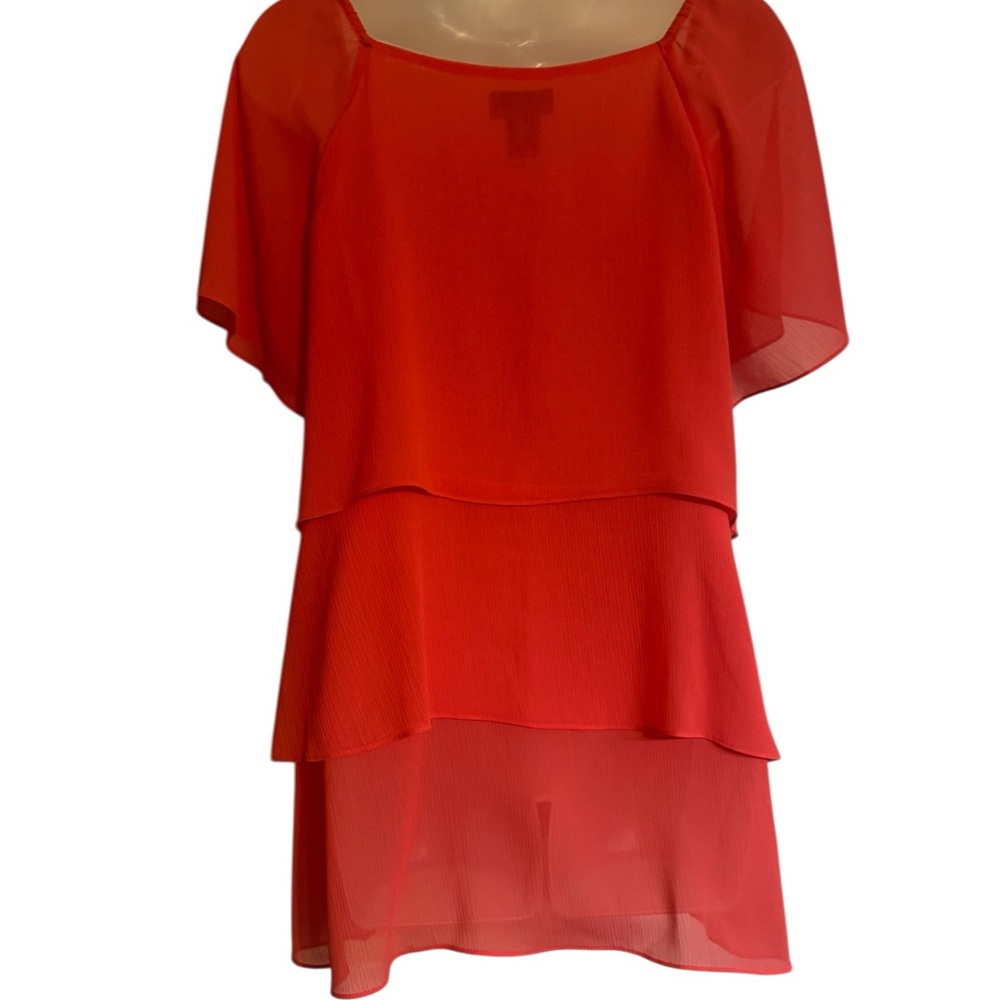 Lane Bryant Orange/Coral Layered  Blouse  PLUS:   18/20      #M - Picture 5 of 7